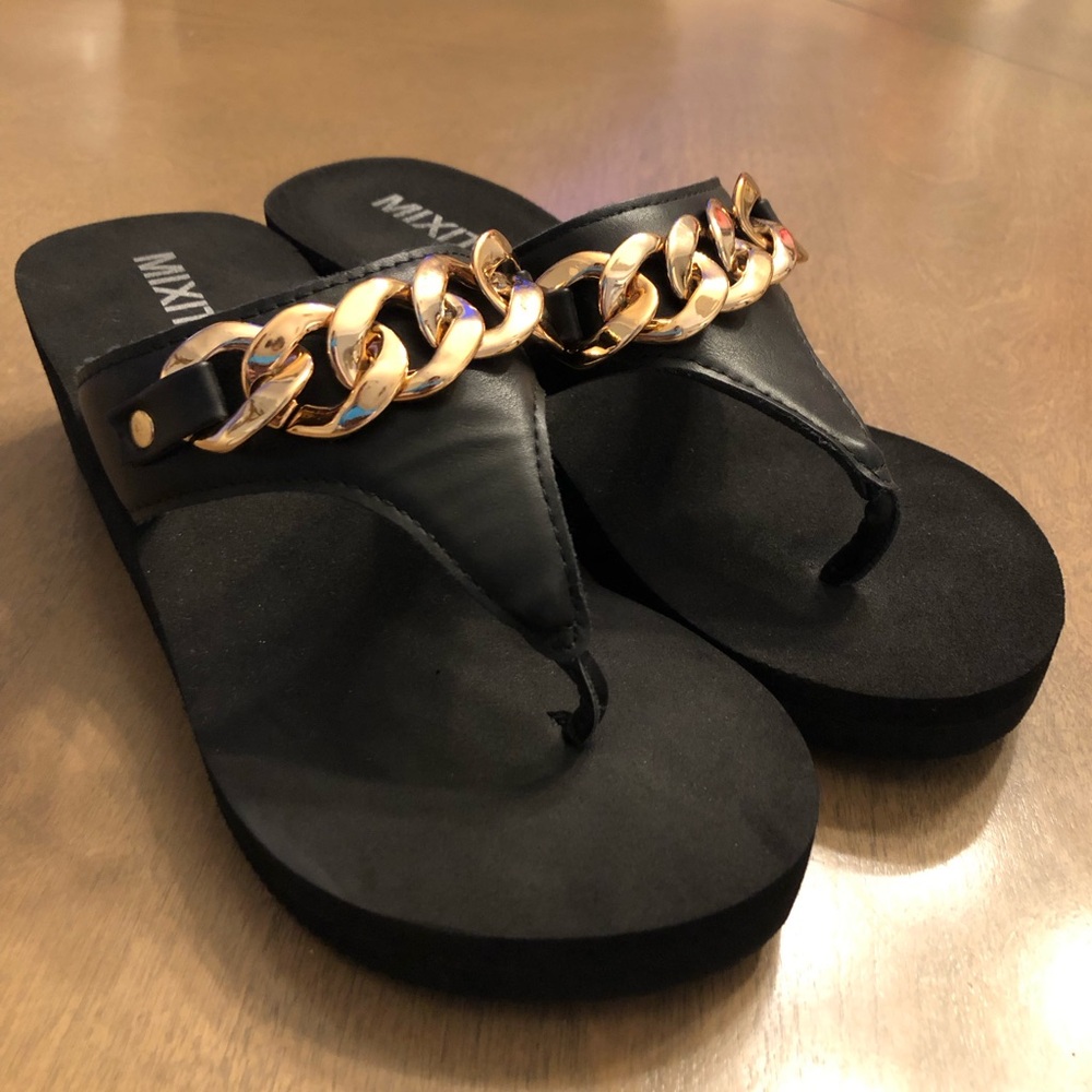 MIX IT Chain Lightweight Open Toe Wedge Heel Sandals